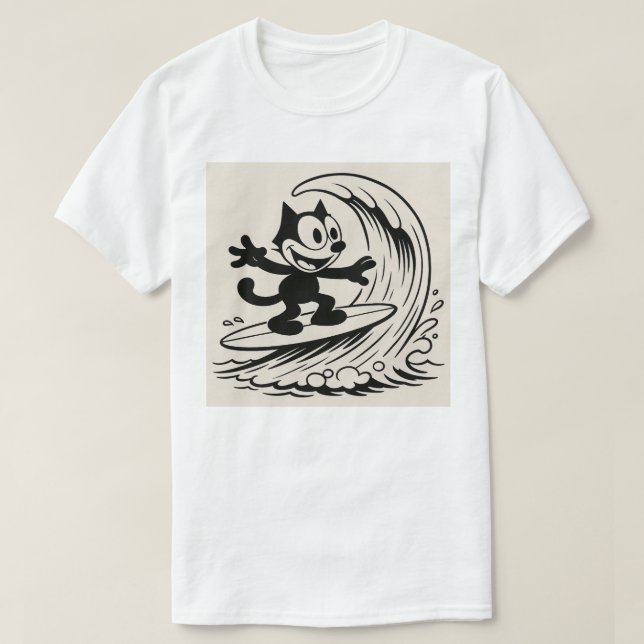 Camiseta Gato de surfe (Frente do Design)