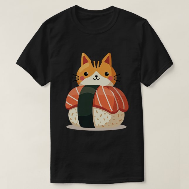 Camiseta Gato de Sushi (Frente do Design)