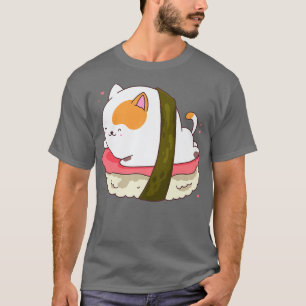 Camiseta Gato de Sushi Cachorro Kawaii Anime Neko Animal Pe