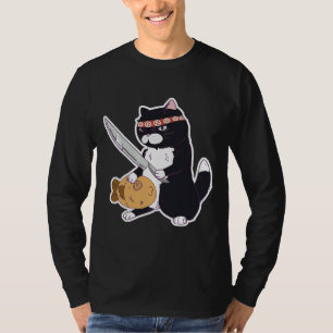 Camiseta Gato De Sushi Com Gato De Sushi Com Faca
