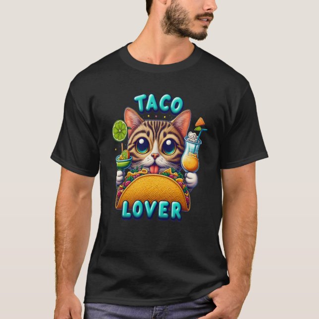 Camiseta Gato De Taco Com Bebida Refressiva (Frente)