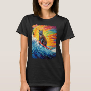Camiseta Gato de Tartaruga Pop Art Surfando Paddle Board
