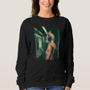 Camiseta Gato de Tecnologia Cibernética Futurista no Metrô