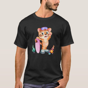 Camiseta Gato De Tigre Para Navegar No Verão, Cute Tigre,