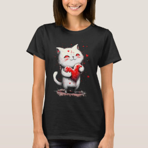 Camiseta Gato De Tinta De Splatter Abraçando Um Travesseiro