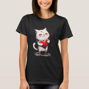 Camiseta Gato De Tinta De Splatter Abraçando Um Travesseiro