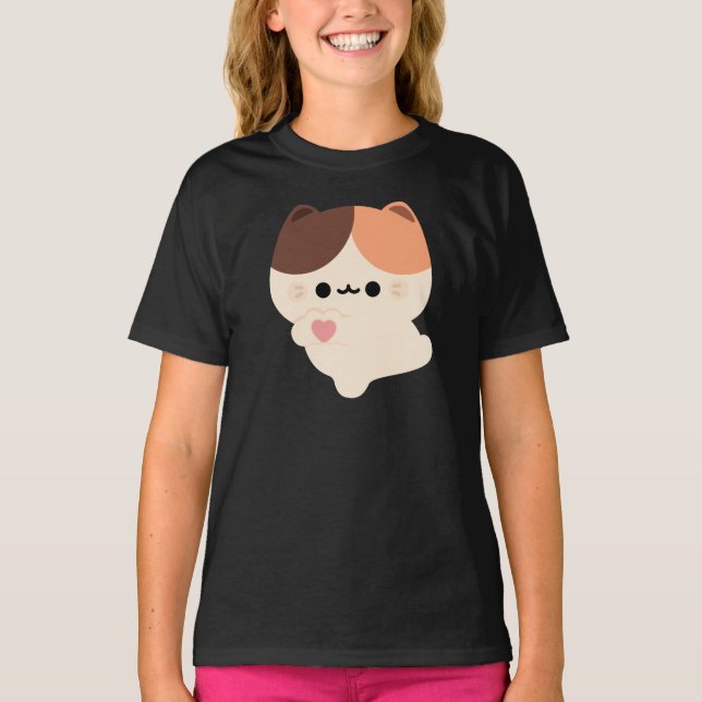 Camiseta Gato de Torta de Amor Bonito (Frente)