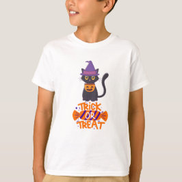 Camiseta Gato de Trick ou Tratar o Halloween