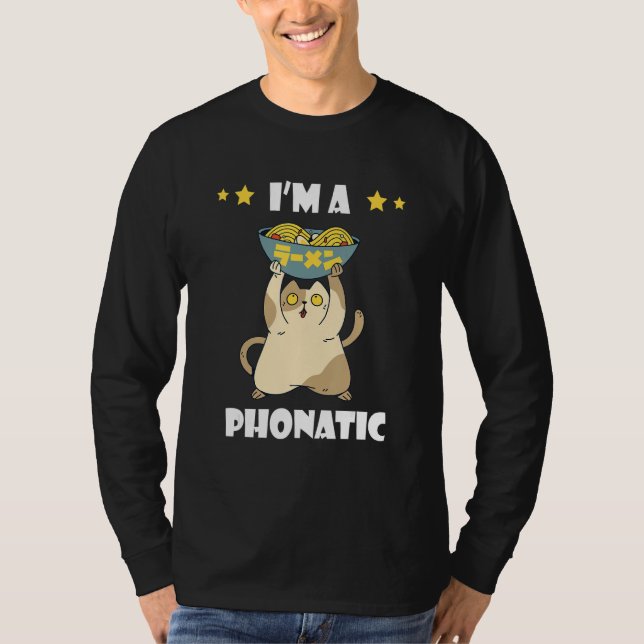 Camiseta Gato de Trocadilho de Comida Pho Sopa de Macarrão  (Frente)