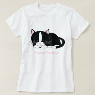 Camiseta Gato de Tuxedo Dormindo