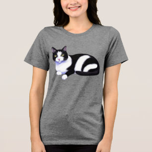 Camiseta Gato de Tuxedo Preto e Branco