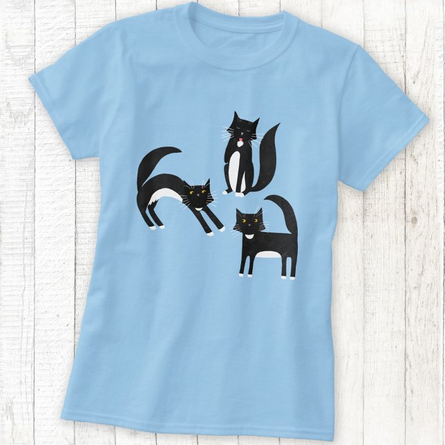 Camiseta Gato de Tuxedo Preto e Branco (Black and white tuxedo cat t-shirt)
