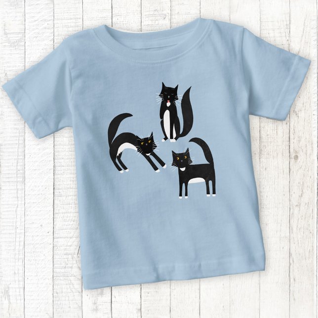 Camiseta Gato de Tuxedo Preto e Branco (Black and white tuxedo cat t-shirt)