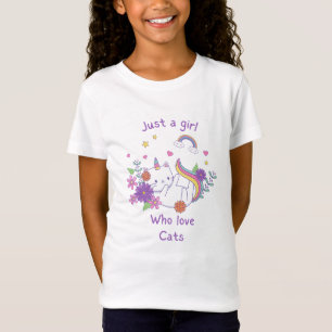 Camiseta Gato de Unicórnio Funny Unicorn de Cartoon com Ilu