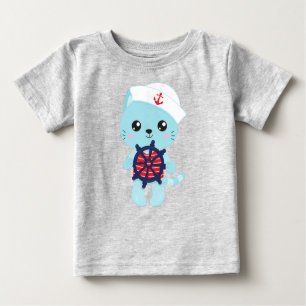 Camiseta Gato de vela, Chapéu de marinheiro, Capitão de bar