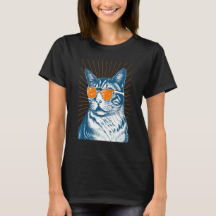 Camiseta Gato de Verão de Óculos de Sol, Amante de Gatos, M