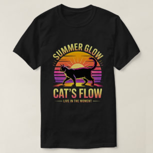 Camiseta Gato de Verão Fofo Brilho - Viva o Momento Camiset