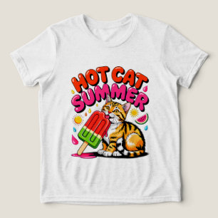 Camiseta Gato de Verão: Gato Quente de Verão Divertido e Re