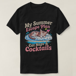 Camiseta Gato de Verão: Plano de Fuga com Sonecas e Coqueté