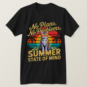Camiseta Gato de Verão Pôr do Sol Retro - Sem Plan