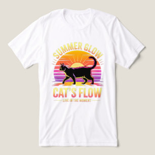 Camiseta Gato de Verão Retro Glow - Felino Divertido na Pra