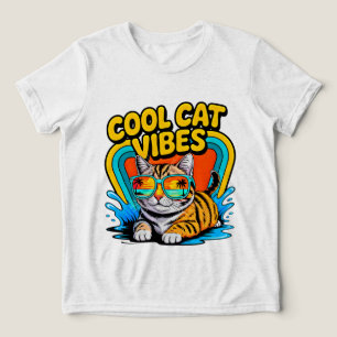 Camiseta Gato de Verão Vibrações Legais - Presente de Gato