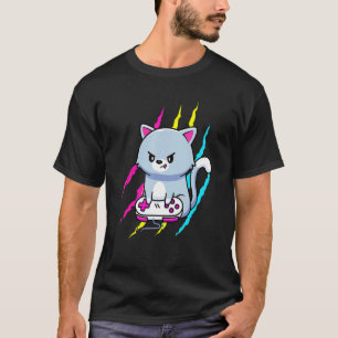 Camiseta Gato de Vídeo de Orgulho de Geek Gaymer Transexual
