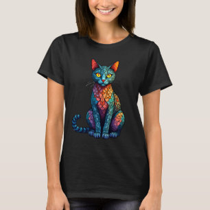 Camiseta Gato de Vidro Manchado Multicolorido 784