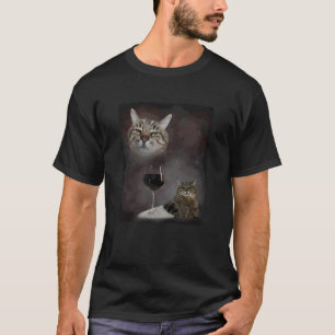 Camiseta Gato de Vinho Vintage Engraçado Meme Animal 90s Sa