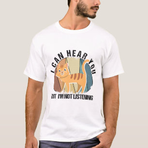 Camiseta Gato de Vintage que posso ouvir, mas não estou ouv