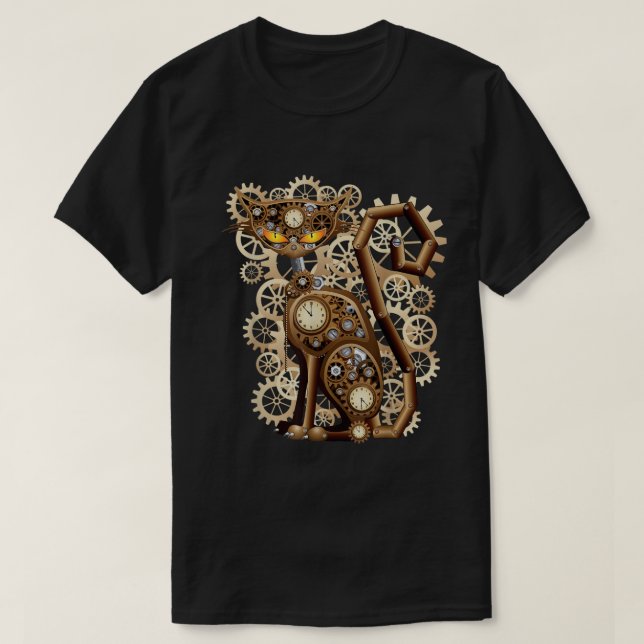 Camiseta Gato de Vintage Steampunk (Frente do Design)