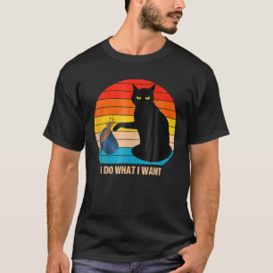 Camiseta Gato De Vintagem Retro Engraçado Faz O Que Eu Quer
