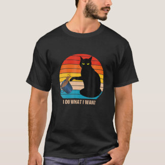 Camiseta Gato De Vintagem Retro Engraçado Faz O Que Eu Quer