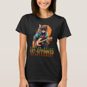 Camiseta Gato de Violão Feliz para Guitarras e Rock'n R