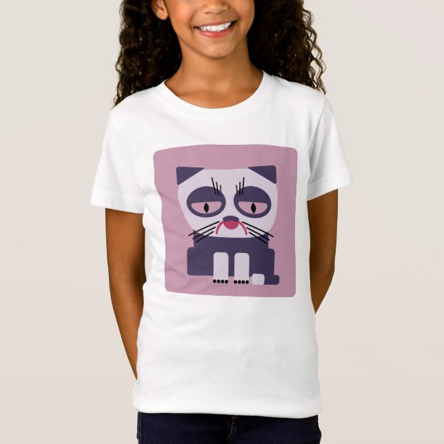 Camiseta gato de vista mal-humorado triste (Frente)