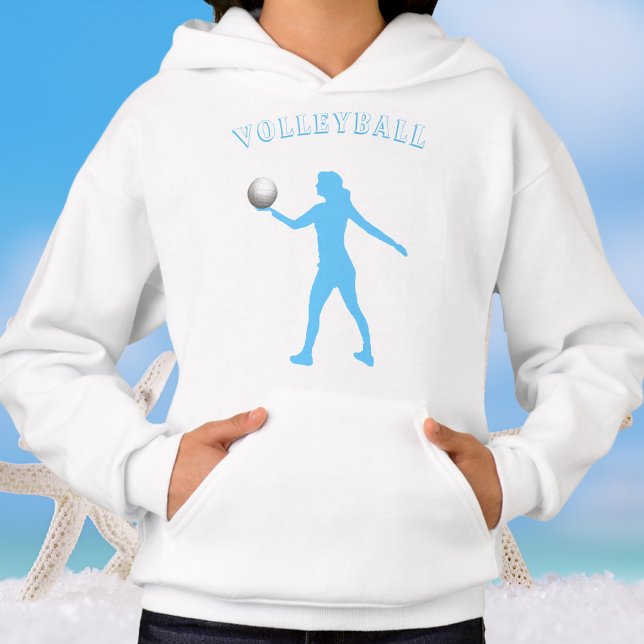 Camiseta Gato de vôlei feminino com nome nas costas (Girls Volleyball Hoodie with Name on Back)