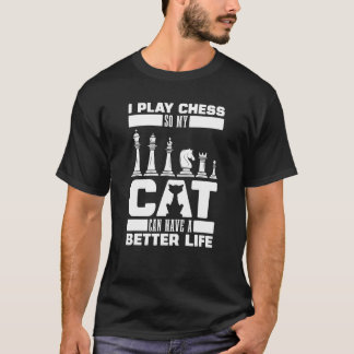 Camiseta Gato de Xadrez Mestre Tabuleiro de Xadrez  Xadrez