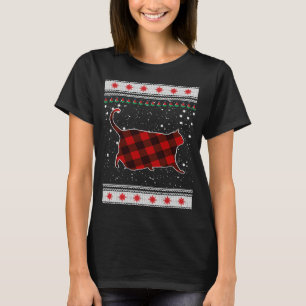 Camiseta Gato de Xadrez Vermelha Galinha de Natal