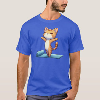 Camiseta Gato de Yoga Chibi Fofo engraçado