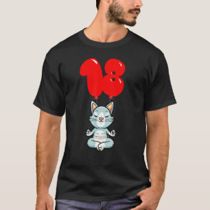 Camiseta Gato de Yoga Fofo Aniversário de 18 Anos Festa de