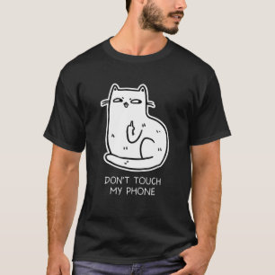 Camiseta Gato Dedo Médio Não Toque No Meu Telefone Novelt E