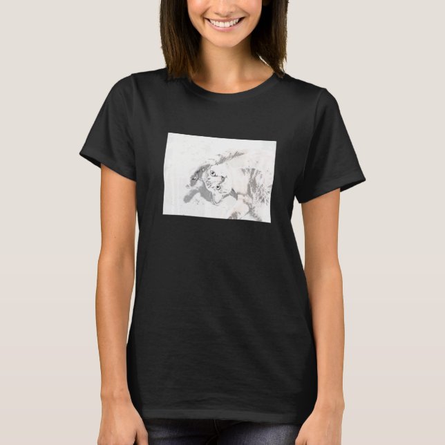 Camiseta Gato Deitado De Barriga Para Cima Com Patas Para C (Frente)