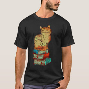 Camiseta Gato Deitado Em Livros Gato Livros Leitores