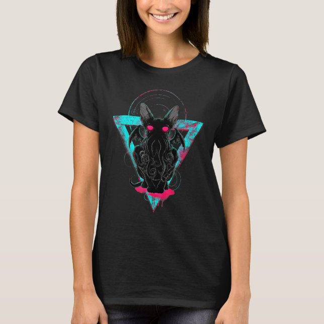 Camiseta Gato Demônio Engraçado Cthulhu (Frente)
