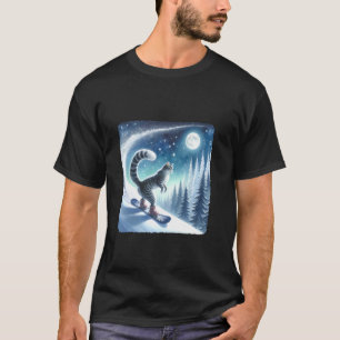 Camiseta Gato descendo a encosta gelada de snowboard. Snowb