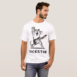 Camiseta Gato Desenho Animado Rockstar Engraçado