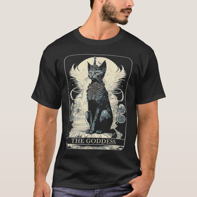 Camiseta Gato Deusa Preta Tarô Gato (Frente)