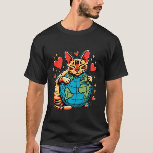 Camiseta Gato Devon Rex Dia da Terra Abraço Amor Dono Plane