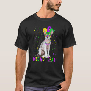 Camiseta Gato Devon Rex Meowdi Gras Mardi Gras Carnavais
