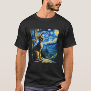 Camiseta Gato Devon Rex Noite Estrelada Devon Rex